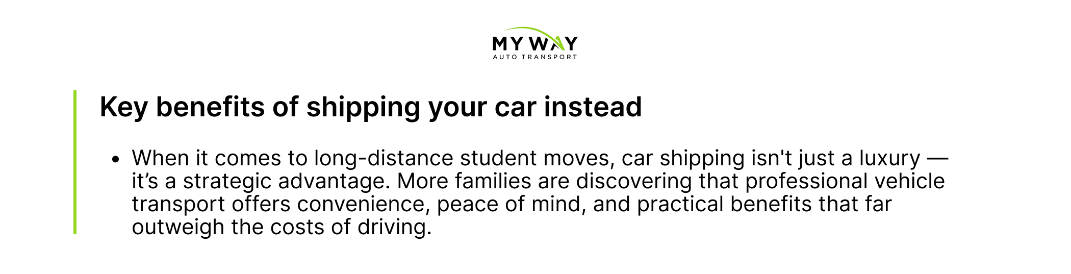Key benefits of shipping your car instead